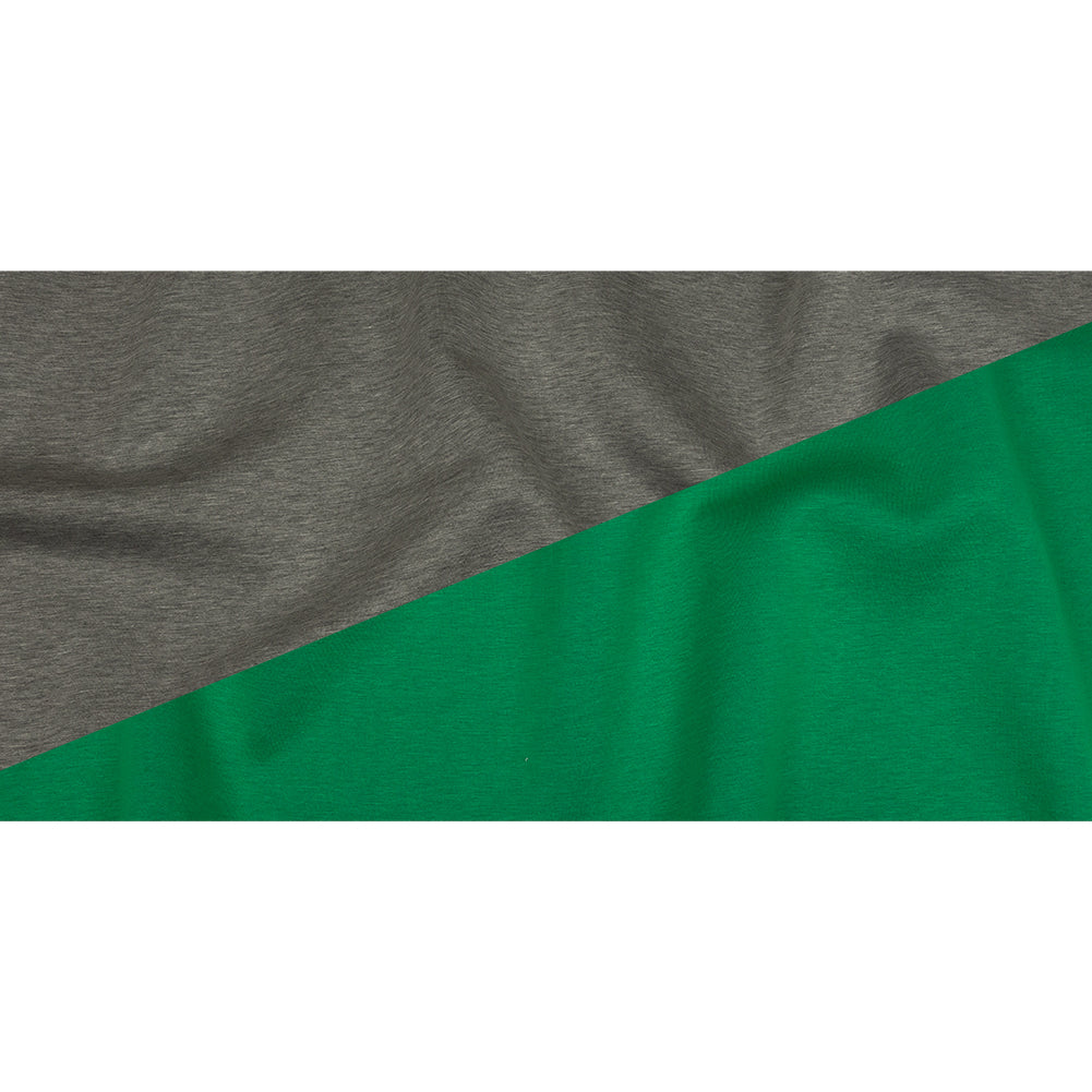 Famous Designer Kelly Green and Heathered Gray Double Face Rayon and Cotton Scuba Knit Full