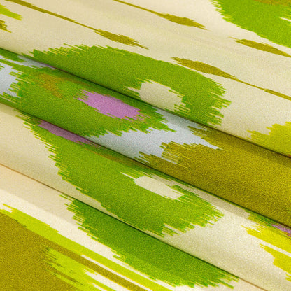 Italian Kiwi, Orchid and Beige Ikat Diamonds Silk Charmeuse Full