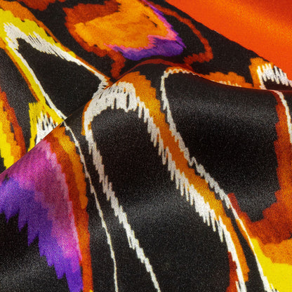 Italian Red, Blue and Yellow Butterfly Wings Silk Charmeuse Folded