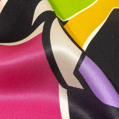 Italian Gold, Lilac and Lime Geometric Floral Silk Charmeuse Folded