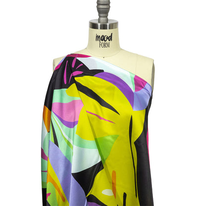 Italian Seafoam, Purple and Yellow Bold Naturals Silk Charmeuse Detail