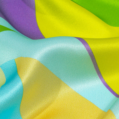 Italian Yellow, Green and Purple Bold Naturals Silk Charmeuse Folded