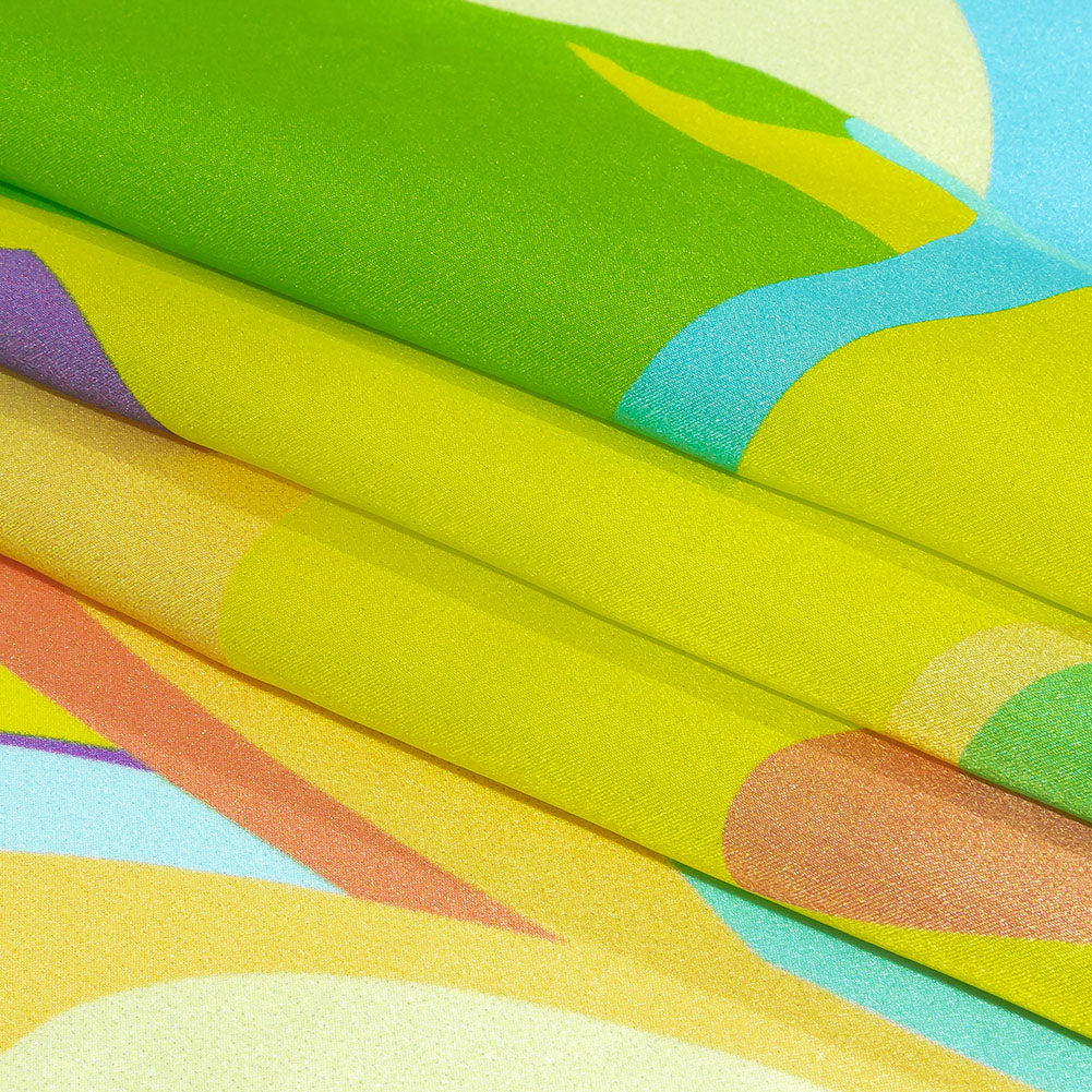 Italian Yellow, Green and Purple Bold Naturals Silk Charmeuse Full