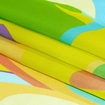 Italian Yellow, Green and Purple Bold Naturals Silk Charmeuse Full
