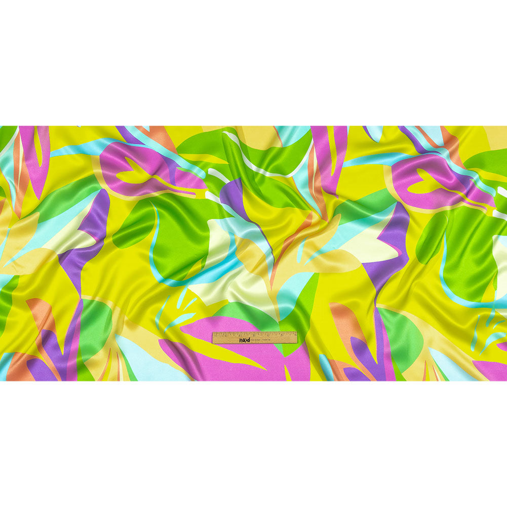 Italian Yellow, Green and Purple Bold Naturals Silk Charmeuse Drape