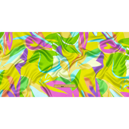 Italian Yellow, Green and Purple Bold Naturals Silk Charmeuse Drape