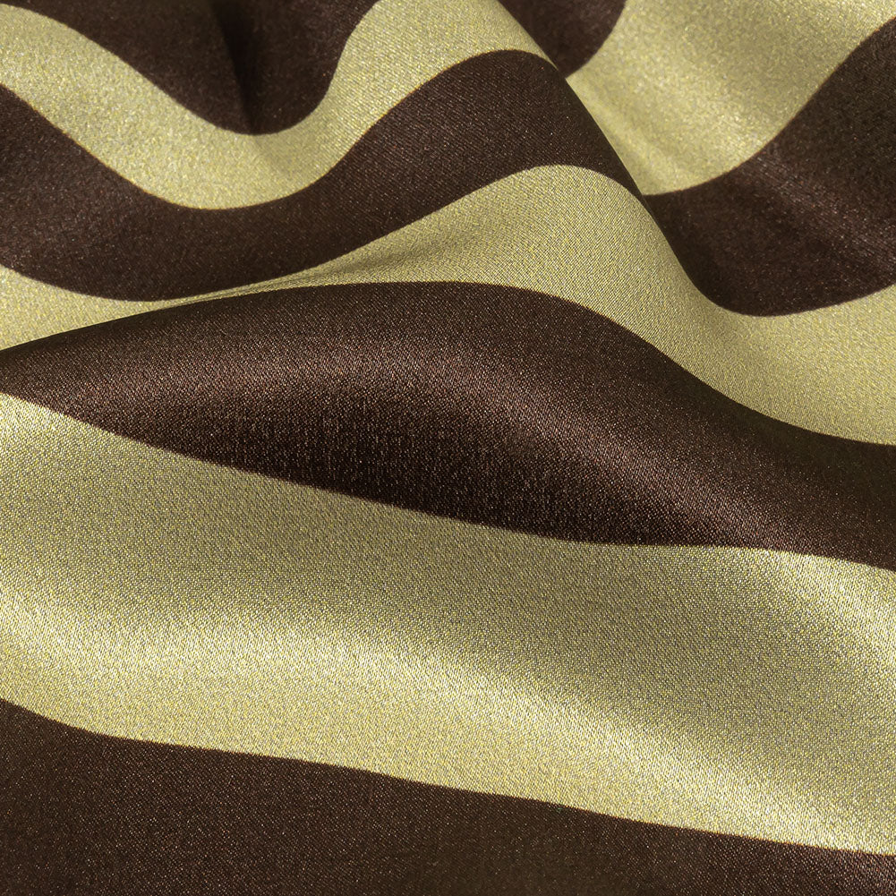 Italian Brown and Beige Oversized Leaves Silk Charmeuse Folded