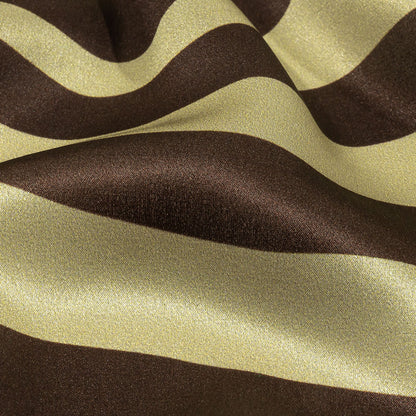 Italian Brown and Beige Oversized Leaves Silk Charmeuse Folded
