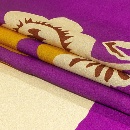 Italian Purple, Gold and Beige Ornamental Floral Silk Charmeuse Full