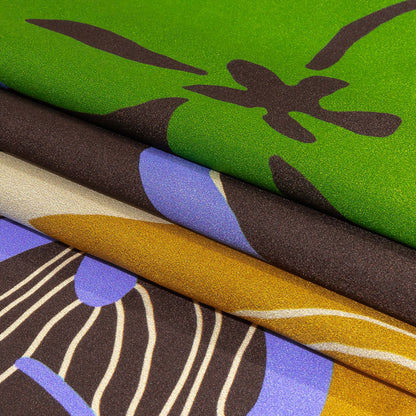 Italian Brown, Blue and Green Abstracted Floral Silk Charmeuse Full