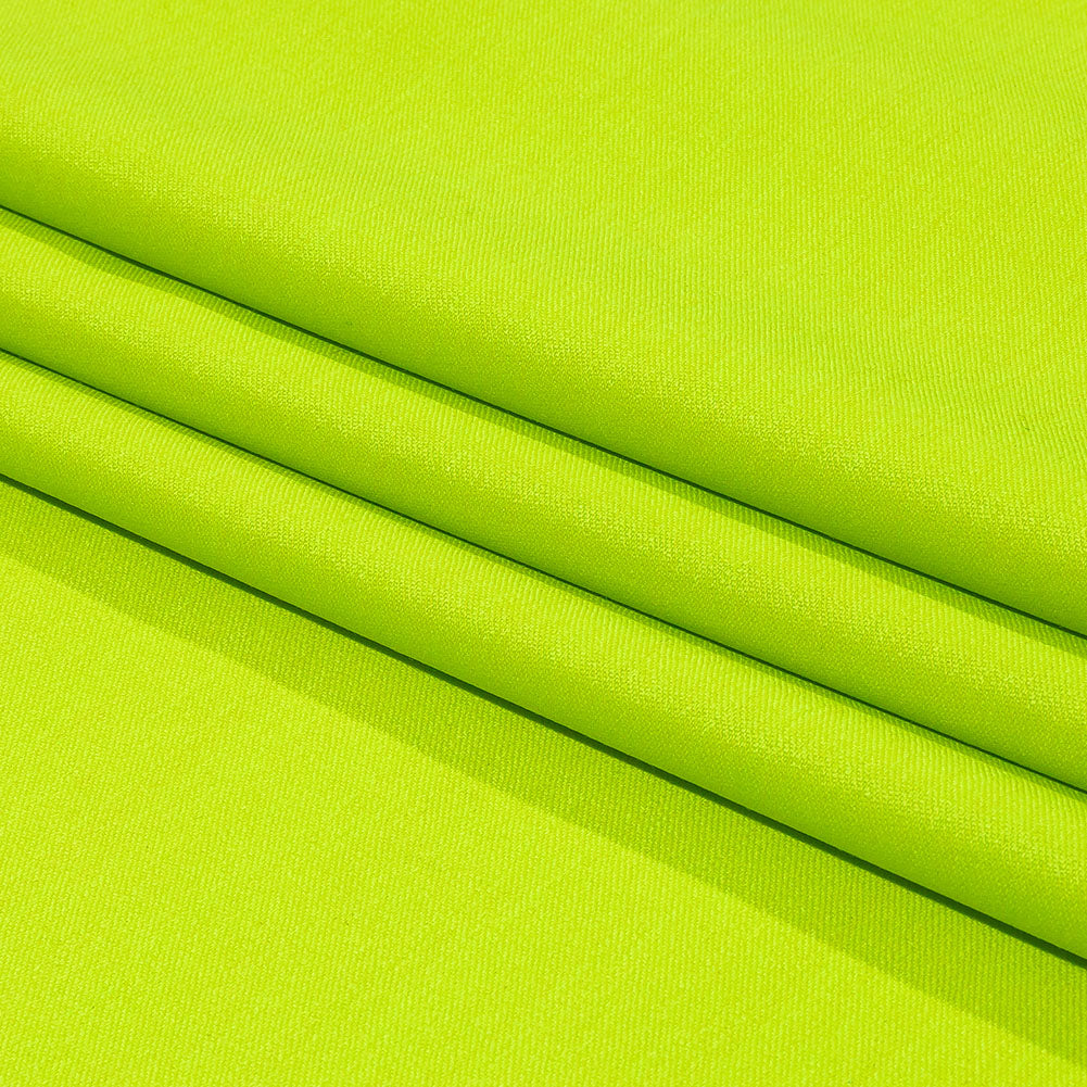 Italian Neon Lime Double Face Stretch Super 150 Virgin Wool Twill Suiting - Folded