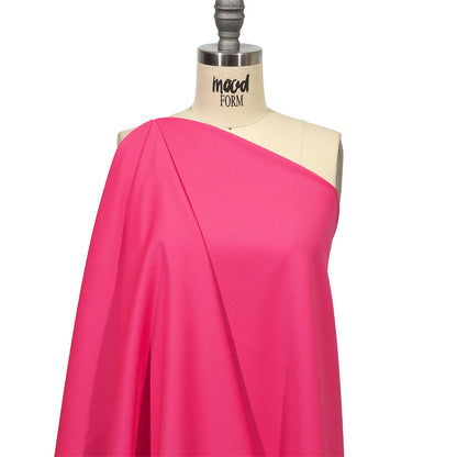 Italian Hi-Vis Pink Double Face Stretch Super 150 Virgin Wool Twill Suiting Detail
