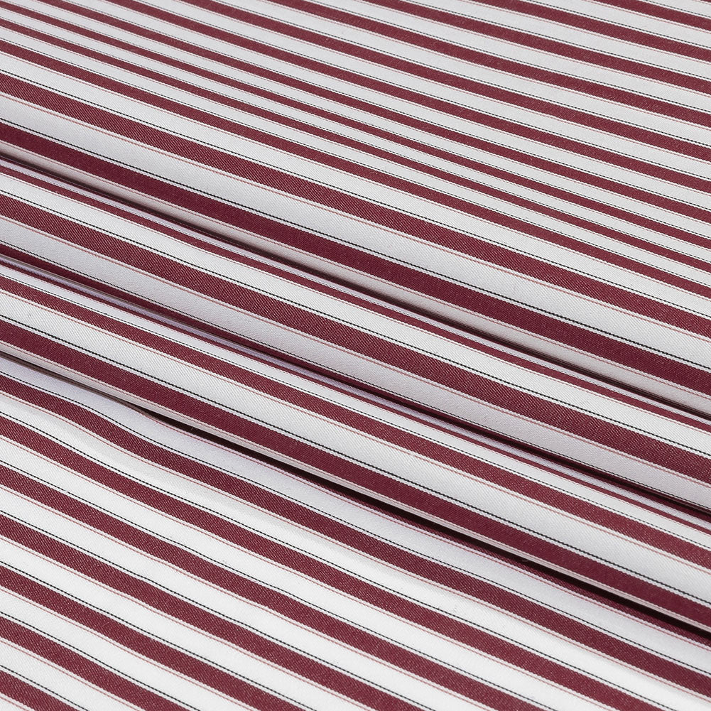 Balenciaga Italian Burgundy and White Striped Cotton Poplin Folded