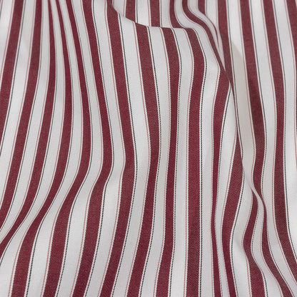 Balenciaga Italian Burgundy and White Striped Cotton Poplin Detail