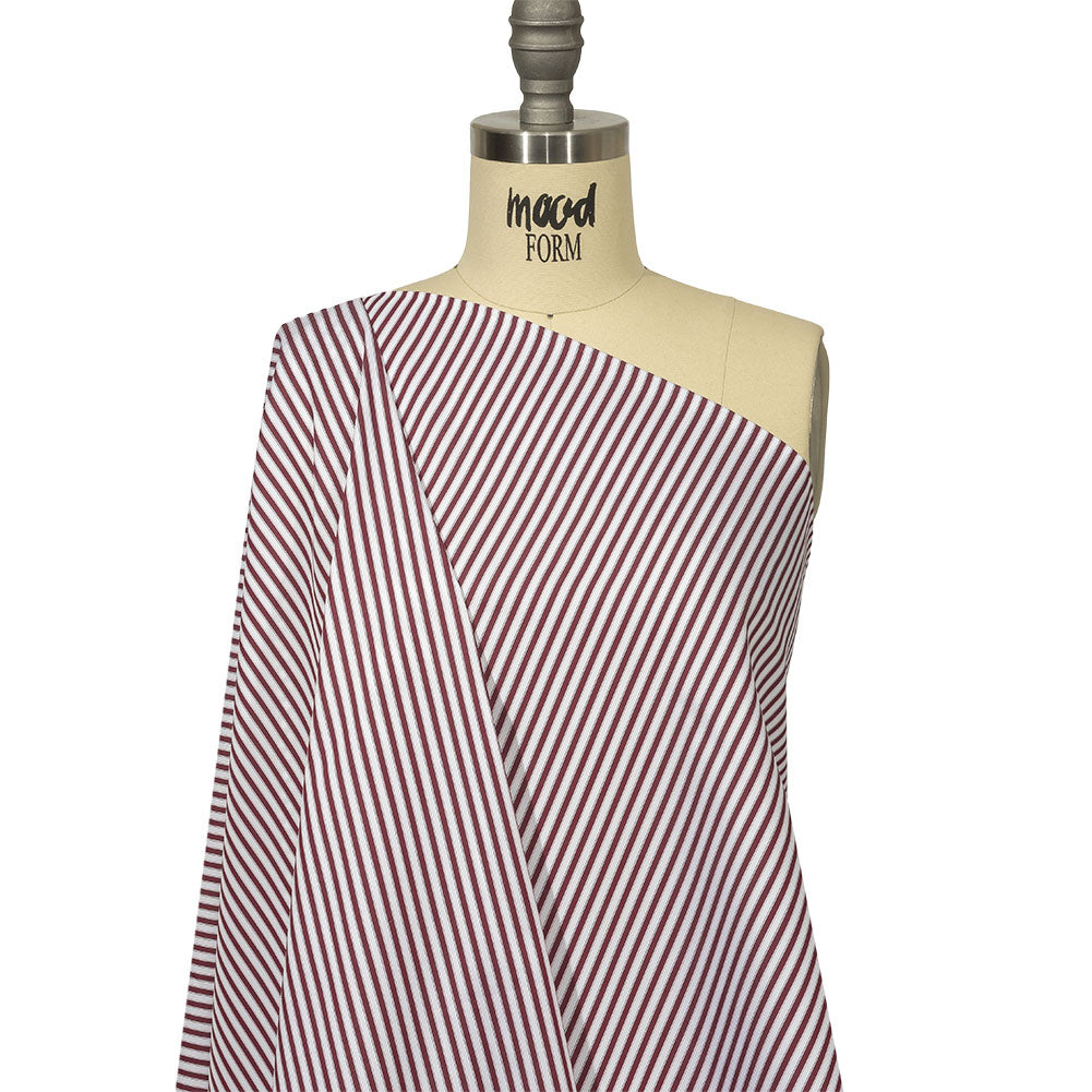 Balenciaga Italian Burgundy and White Striped Cotton Poplin Drape