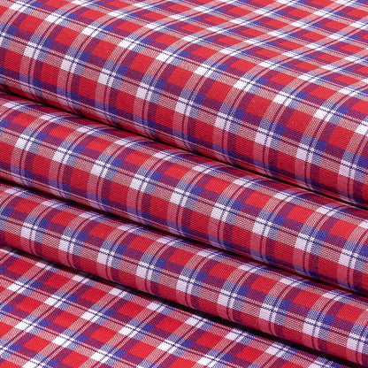 Balenciaga Italian Red, White and Blue Checks Cotton Shirting Folded