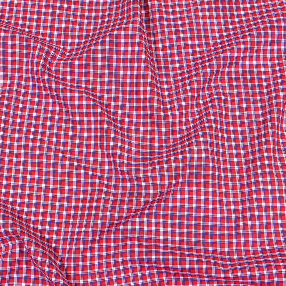 Balenciaga Italian Red, White and Blue Checks Cotton Shirting