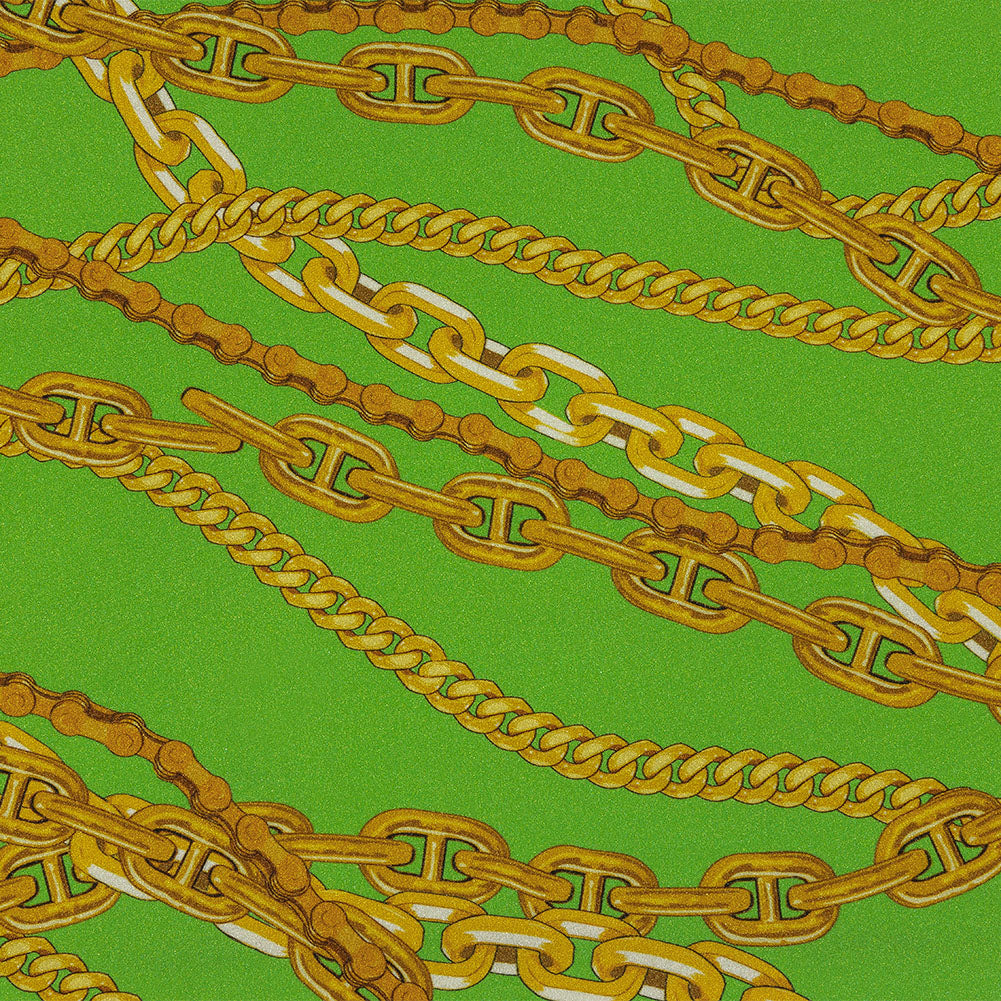 Balenciaga Italian Green and Gold Chains 9mm Neoprene with Black Backing