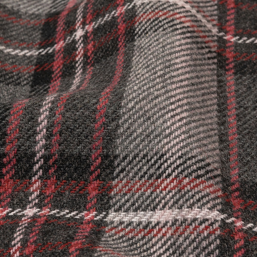 Balenciaga Italian Gray, Biking Red and Violet Ice Plaid Wool Twill Detail