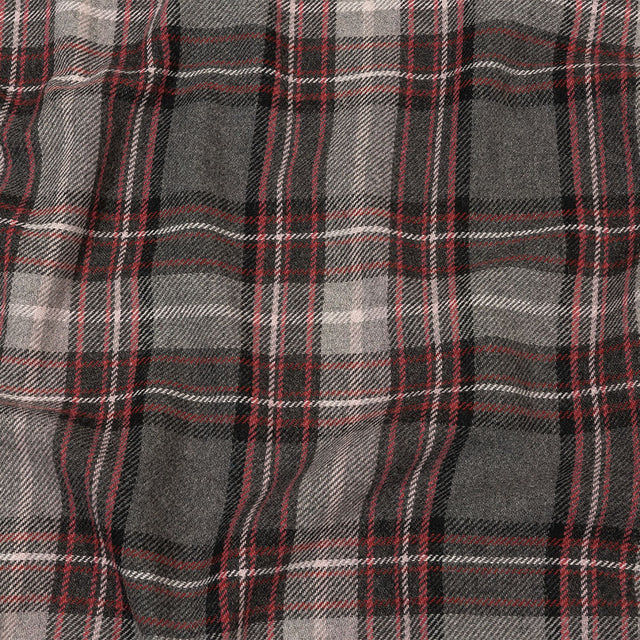 Balenciaga Italian Gray, Biking Red and Violet Ice Plaid Wool Twill