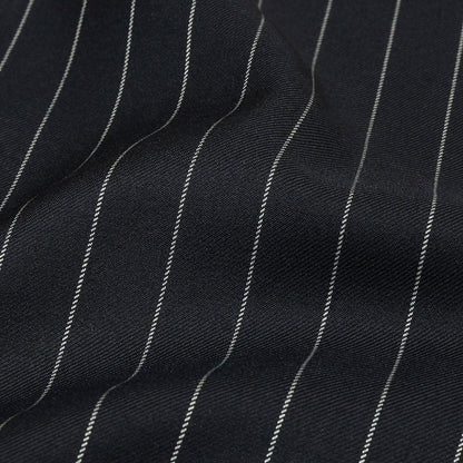 Balenciaga British Midnight Navy and Light Gray Pinstriped Super 180 Virgin Wool and Cashmere Twill Suiting Detail