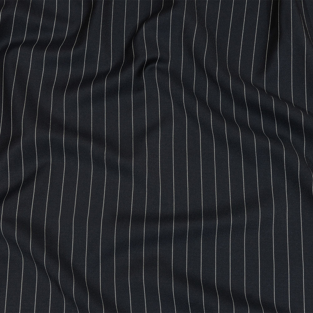 Balenciaga British Midnight Navy and Light Gray Pinstriped Super 180 Virgin Wool and Cashmere Twill Suiting