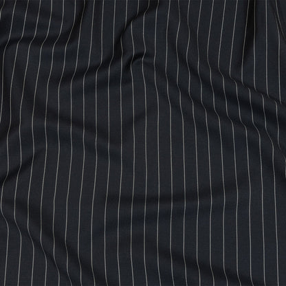 Balenciaga British Midnight Navy and Light Gray Pinstriped Super 180 Virgin Wool and Cashmere Twill Suiting