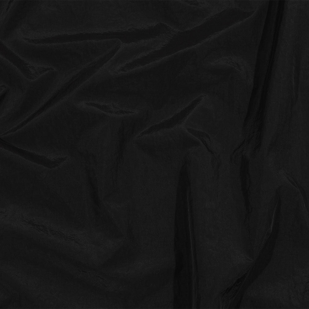 Balenciaga Italian Black Crinkled Lightweight Nylon Woven