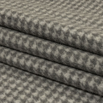 Balenciaga Italian Gray Houndstooth Brushed Blended Wool Coating Folded