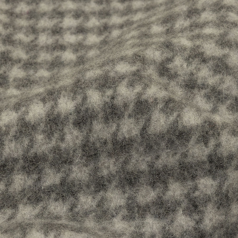Balenciaga Italian Gray Houndstooth Brushed Blended Wool Coating Detail