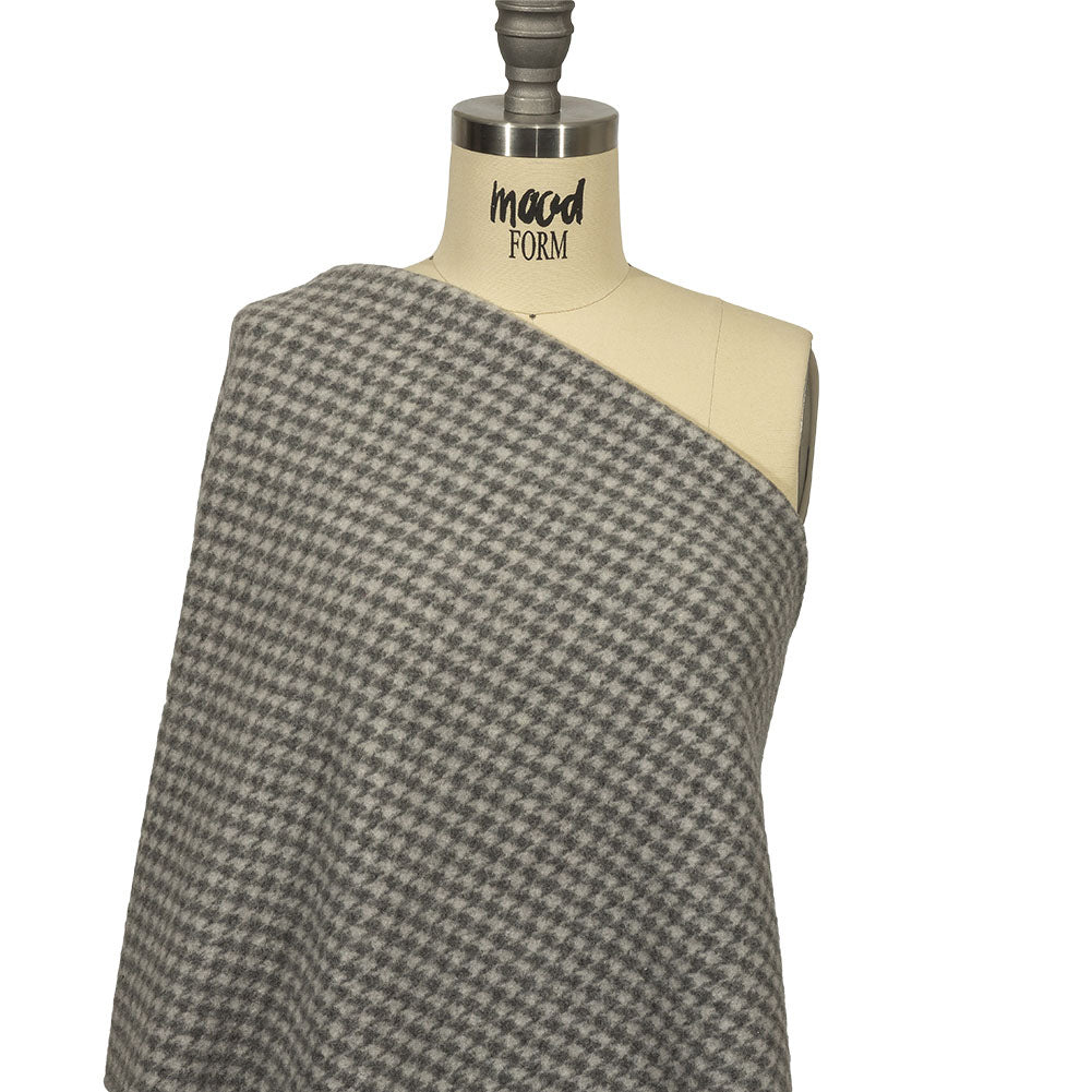 Balenciaga Italian Gray Houndstooth Brushed Blended Wool Coating Drape