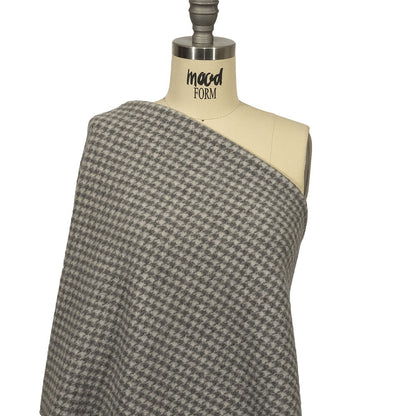 Balenciaga Italian Gray Houndstooth Brushed Blended Wool Coating Drape