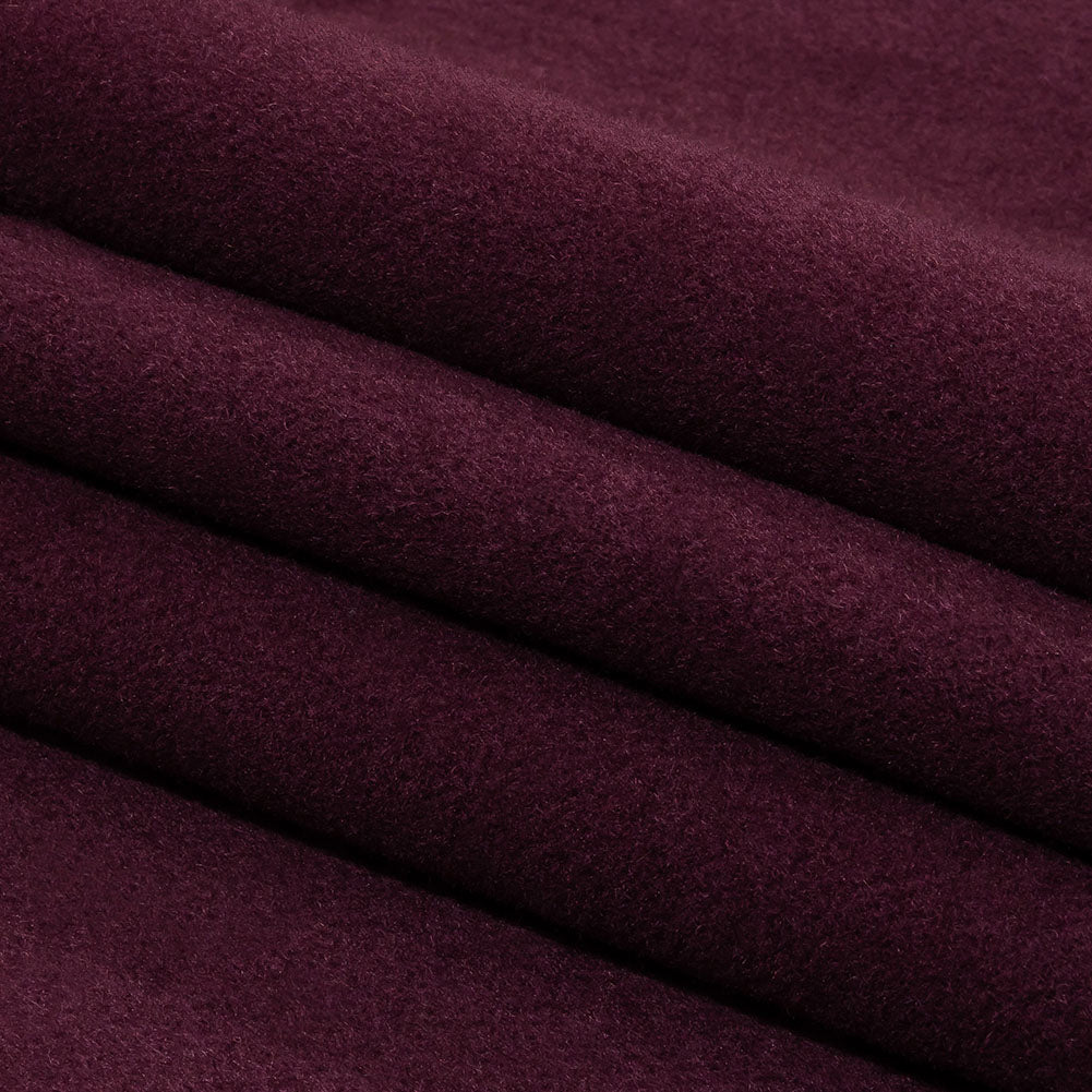 Balenciaga Italian Wine Red Brushed Blended Camel Hair Twill Coating Folded