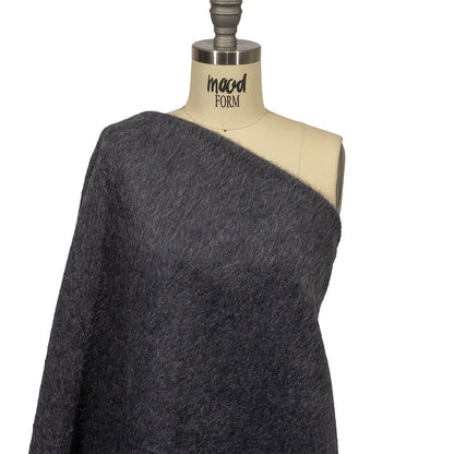 Fur-Like Alpaca and Wool Coating by Balenciaga - Heathered Silver and Black - Made in Italy Drape