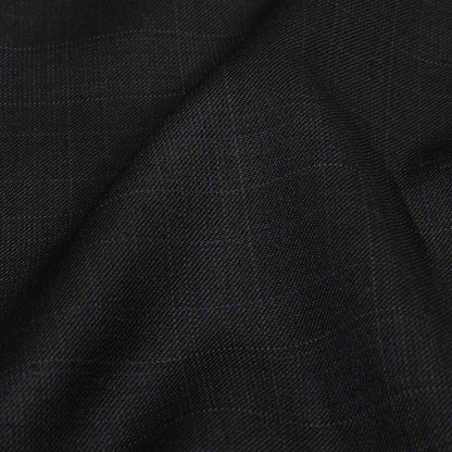 Balenciaga Italian Blue and Charcoal Plaid Virgin Wool Suiting Detail