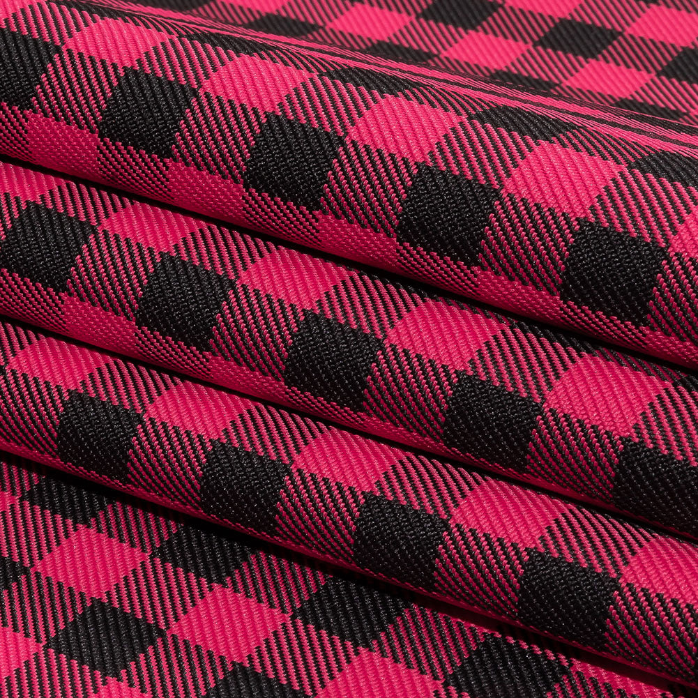 Balenciaga Italian Pink and Meteorite Gingham Check Polyester Twill Folded