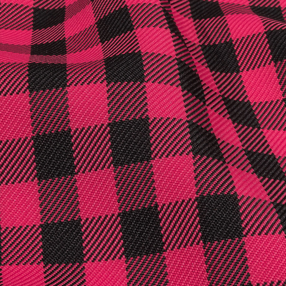 Balenciaga Italian Pink and Meteorite Gingham Check Polyester Twill Detail