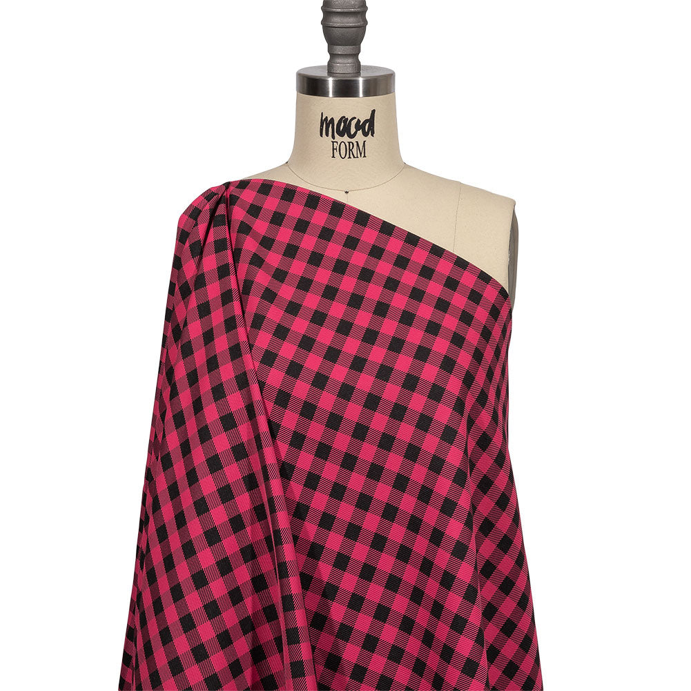 Balenciaga Italian Pink and Meteorite Gingham Check Polyester Twill Drape
