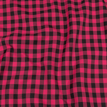 Balenciaga Italian Pink and Meteorite Gingham Check Polyester Twill