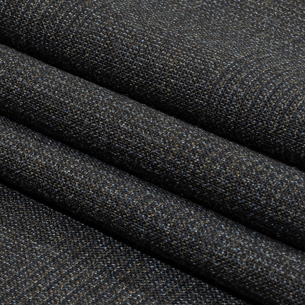 Balenciaga Italian Black Iris, Brown and Blue Ice Glen Check Wool Suiting Folded