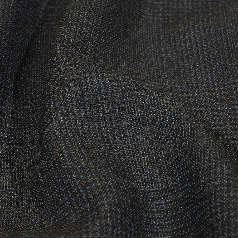 Balenciaga Italian Black Iris, Brown and Blue Ice Glen Check Wool Suiting Detail