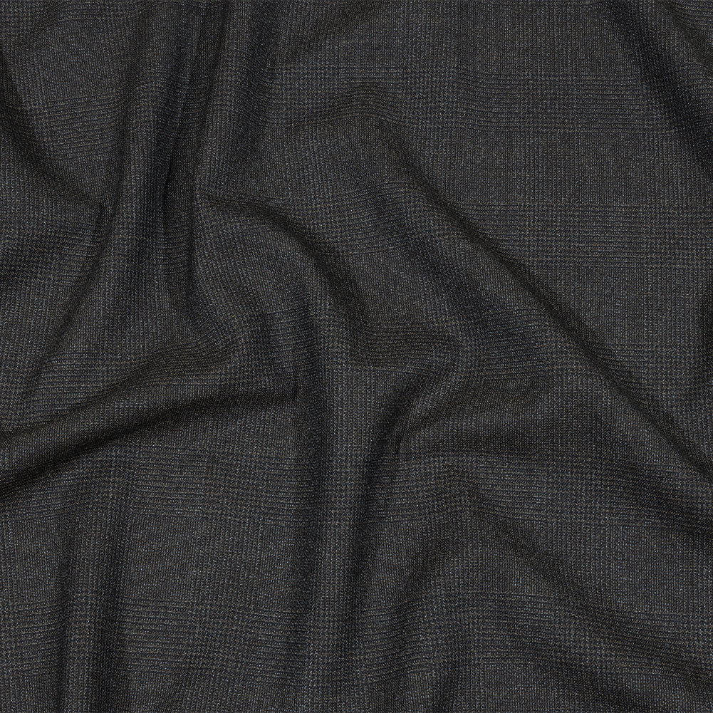Balenciaga Italian Black Iris, Brown and Blue Ice Glen Check Wool Suiting