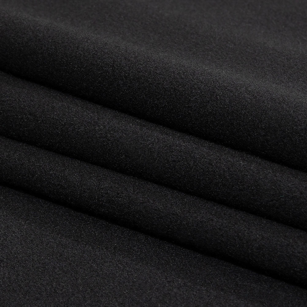 Balenciaga Italian Bluish Black Brushed Blended Virgin Wool Coating Folded