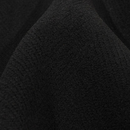Balenciaga Italian Black Herringbone Brushed Virgin Wool Coating Detail