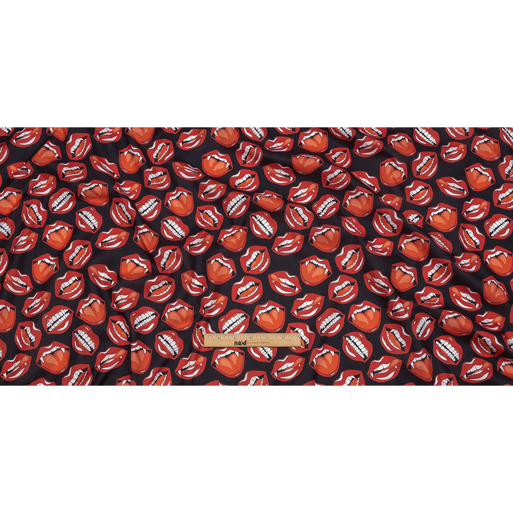 Mercerized Organic Egyptian Cotton Voile - Red and Black Vampire Lips - Toulouse Collection