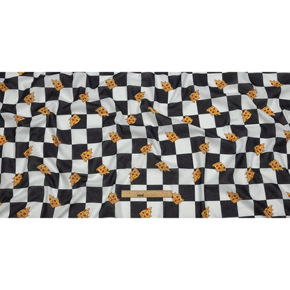 Mercerized Organic Egyptian Cotton Voile - Black, White and Yellow Pizza Check - Toulouse Collection