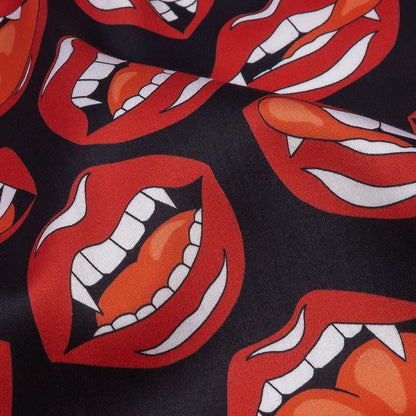 Mercerized Organic Egyptian Cotton Shirting - Red and Black Vampire Lips - Ravello Collection
