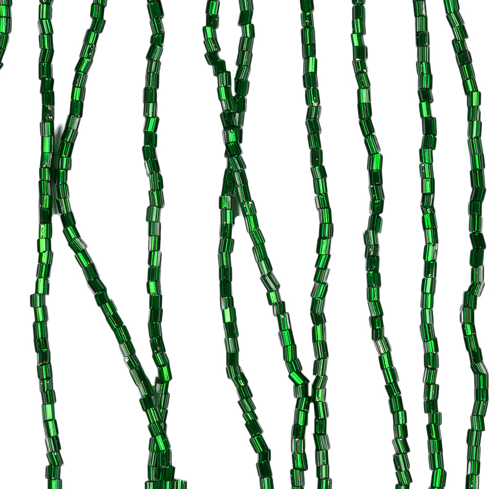 Green Beaded Fringe on Braided Lip - 5" - Detail
