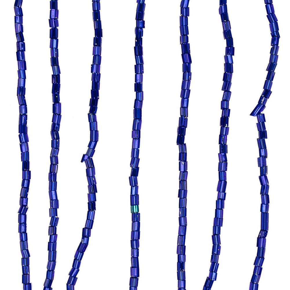 Blue Beaded Fringe on Braided Lip - 5" - Detail