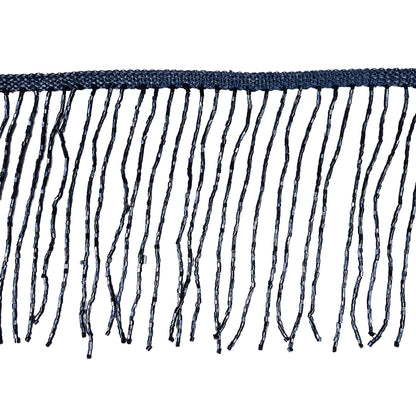 Dark Blue Beaded Fringe on Braided Lip - 5"